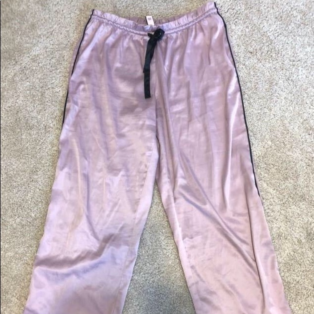Pink satin pajama pants
